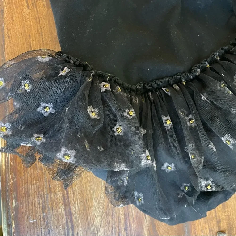 Girls Black Ballet Leotard with Tutu Cotton Size 6x/ 7